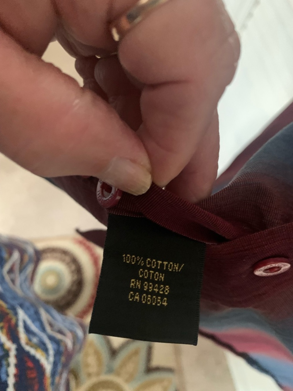 Bugatchi Uomo Men's Burgundy and Blue Vertical Stripe Button-Down Shirt - Picture 6 of 8